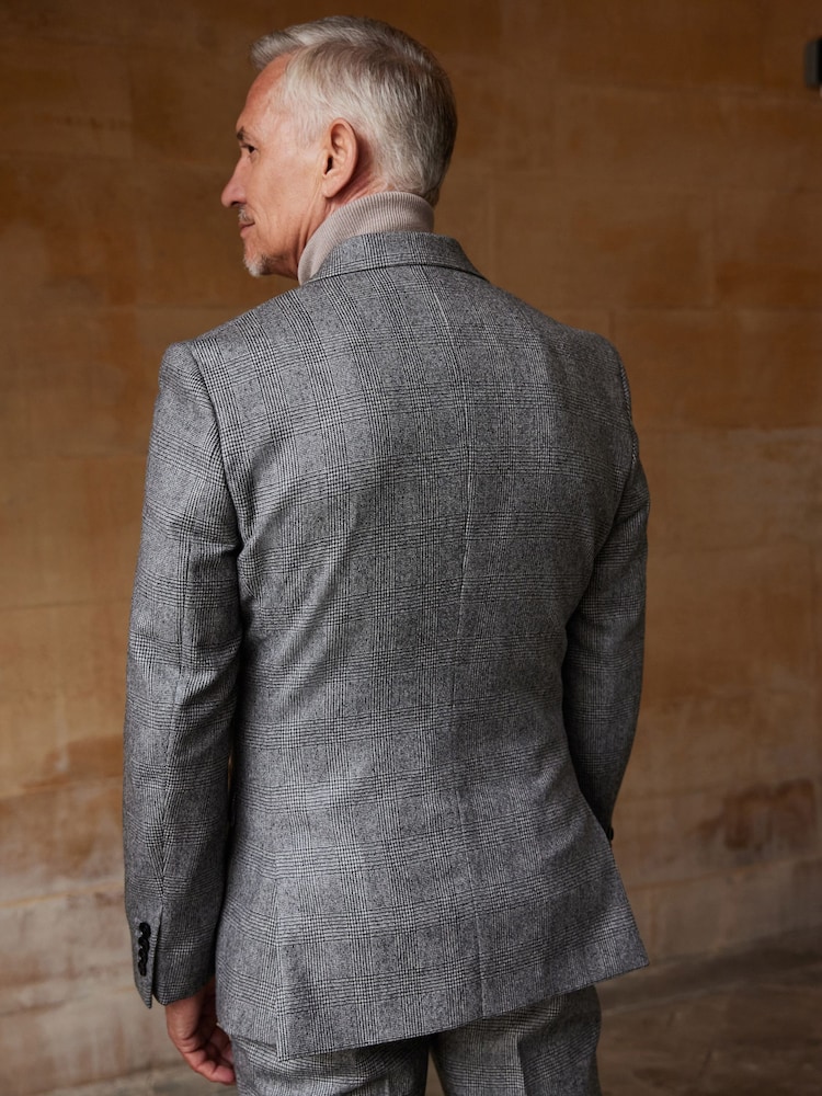 Grey Double Breasted Signature EA Matthews British Fabric Check Suit Jacket - Image 3 of 15