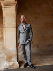 Grey Double Breasted Signature EA Matthews British Fabric Check Suit Jacket - Image 5 of 15
