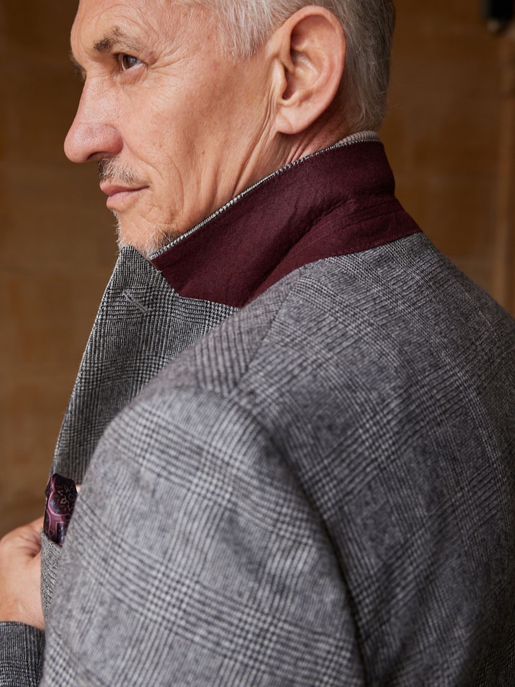 Grey Double Breasted Signature EA Matthews British Fabric Check Suit Jacket - Image 7 of 15