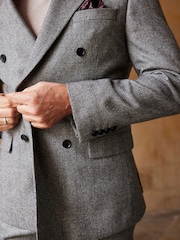 Grey Double Breasted Signature EA Matthews British Fabric Check Suit Jacket - Image 8 of 15
