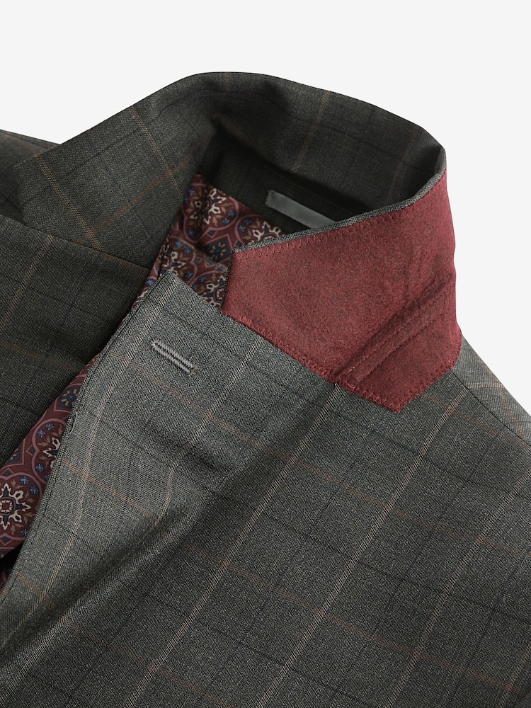 Green Tailored Fit Signature Empire Mills British Fabric Check Suit Jacket - Image 10 of 11