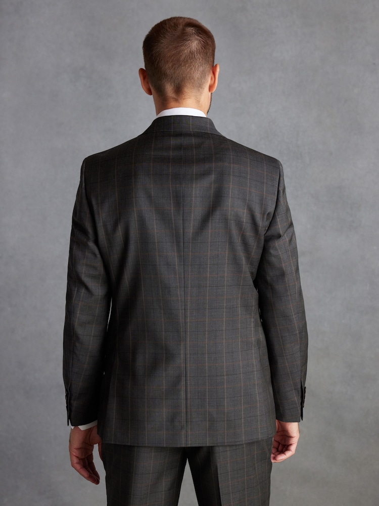 Green Tailored Fit Signature Empire Mills British Fabric Check Suit Jacket - Image 3 of 11