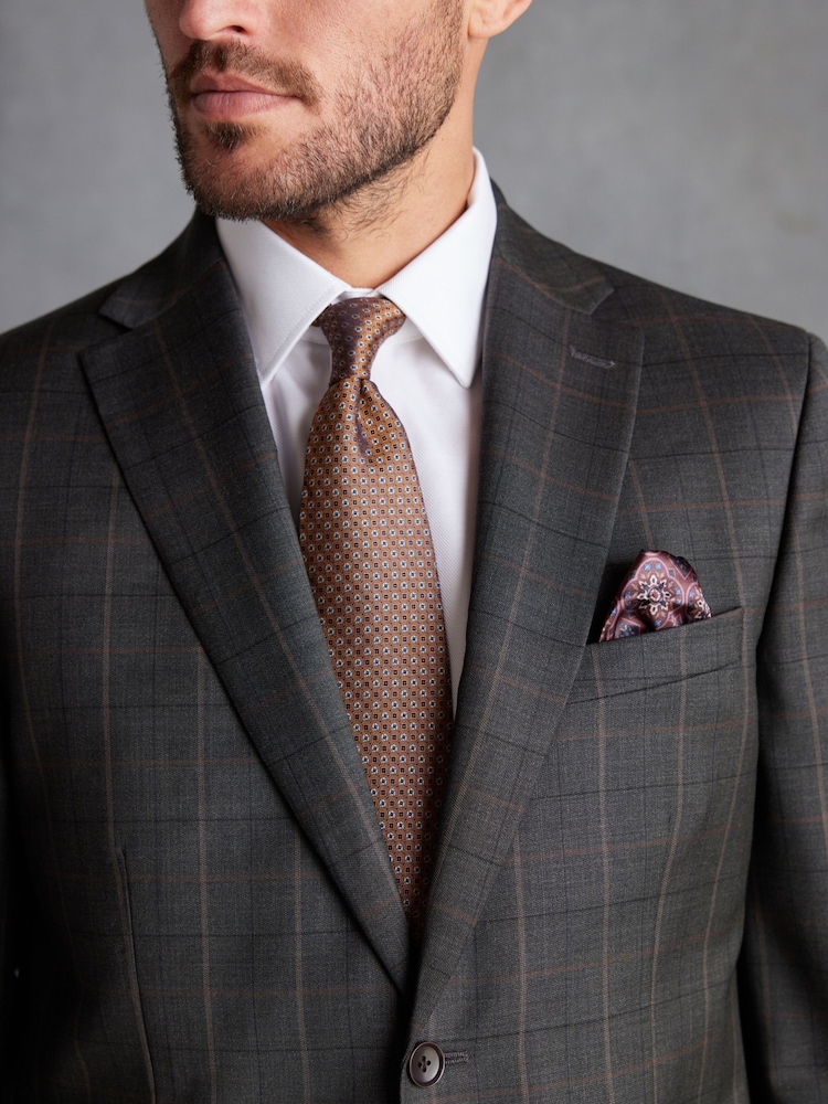Green Tailored Fit Signature Empire Mills British Fabric Check Suit Jacket - Image 4 of 11