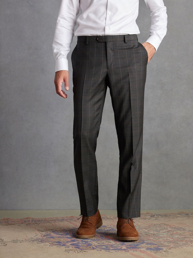Green Tailored Fit Signature Empire Mills British Fabric Check Suit Trousers - Image 1 of 10