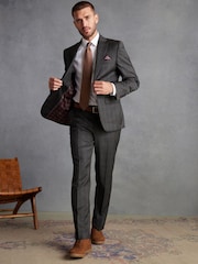 Green Tailored Fit Signature Empire Mills British Fabric Check Suit Trousers - Image 4 of 10
