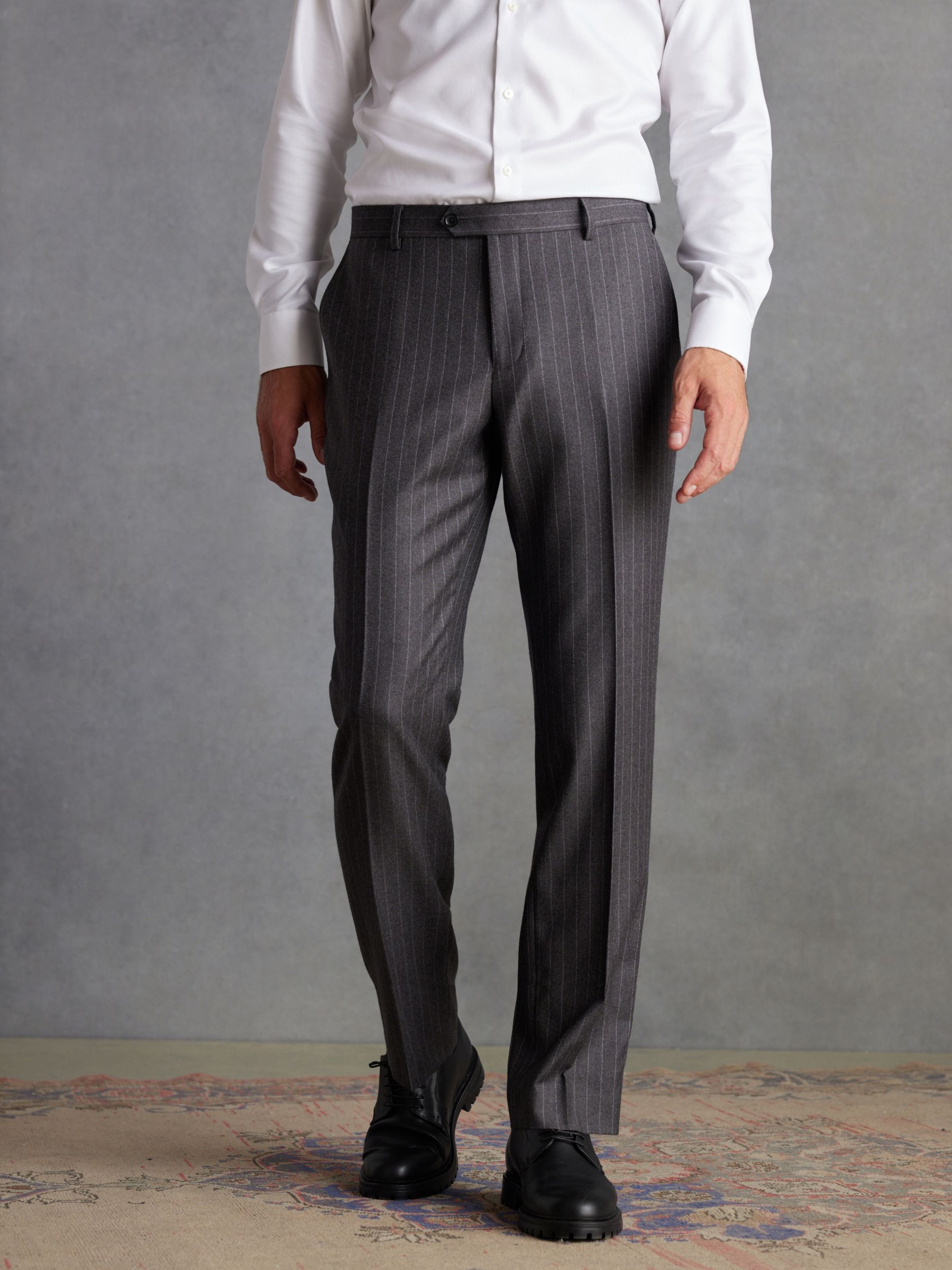 Buy Grey Regular Fit Signature Empire Mills British Fabric Stripe Suit  Trousers from Next Luxembourg