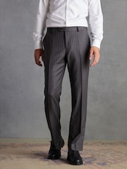 Grey Regular Fit Signature Empire Mills British Fabric Stripe Suit Trousers - Image 1 of 6
