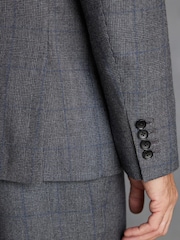 Grey Tailored Fit Signature British Fabric Check Suit Jacket - Image 5 of 12