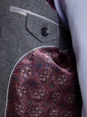 Grey Tailored Fit Signature British Fabric Check Suit Jacket - Image 6 of 12