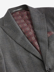 Grey Tailored Fit Signature British Fabric Check Suit Jacket - Image 8 of 12