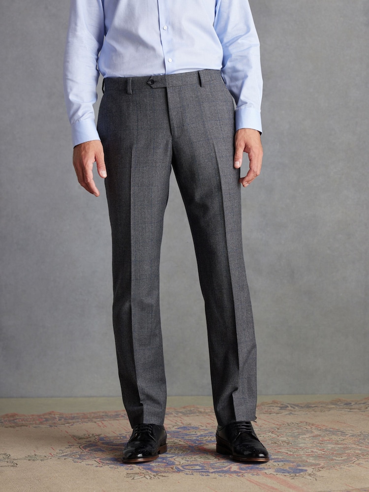 Grey Tailored Fit Signature British Fabric Check Suit Trousers - Image 1 of 10