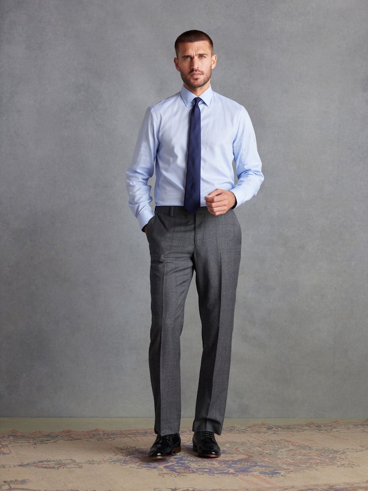 Grey Tailored Fit Signature British Fabric Check Suit Trousers - Image 2 of 10