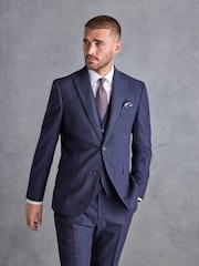 Marineblau/blau - Signature, Slim-Fit-Anzugjacke aus italienischem Stoff mit Karomuster - Bild 1 von 14