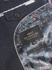 Marineblau/blau - Signature, Slim-Fit-Anzugjacke aus italienischem Stoff mit Karomuster - Bild 12 von 14