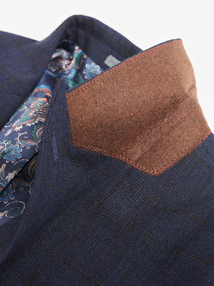 Bleu marine - Coupe ajustée  Signature Tissu italien Carreaux Costume : Veste - Image 13 of 14