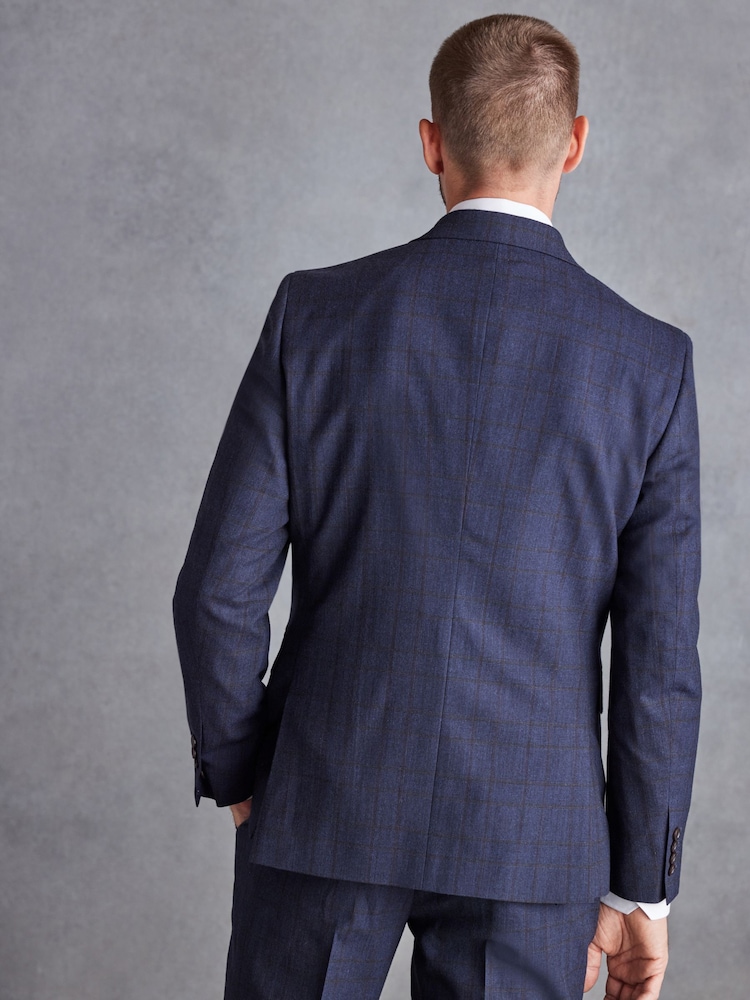 Bleu marine - Coupe ajustée  Signature Tissu italien Carreaux Costume : Veste - Image 5 of 14