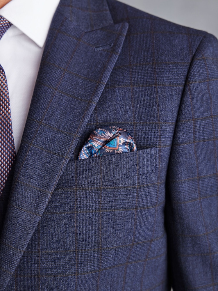 Bleu marine - Coupe ajustée  Signature Tissu italien Carreaux Costume : Veste - Image 6 of 14