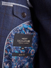 Marineblau/blau - Signature, Slim-Fit-Anzugjacke aus italienischem Stoff mit Karomuster - Bild 7 von 14