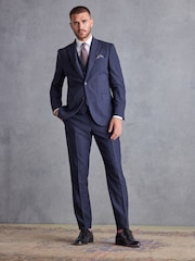 Marineblau/blau - Signature-Slim-Fit-Anzughose aus italienischem Stoff mit Karomuster - Bild 4 von 12
