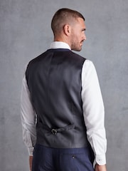 Bleu marine - Coupe classique Signature Italian Fabric Carreaux Costume Gilet - Image 5 de 11