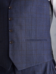 Bleu marine - Coupe classique Signature Italian Fabric Carreaux Costume Gilet - Image 7 de 11