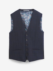 Bleu marine - Coupe classique Signature Italian Fabric Carreaux Costume Gilet - Image 8 de 11