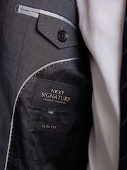 Grey Slim Fit Signature Zignone Italian Fabric Suit Jacket - Image 5 of 11