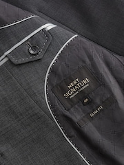 Grey Slim Fit Signature Zignone Italian Fabric Suit Jacket - Image 9 of 11