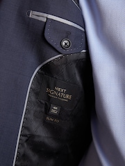 Blue Slim Fit Signature Zignone Italian Fabric Suit Jacket - Image 10 of 12