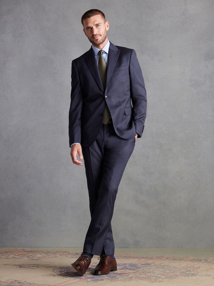 Blue Slim Fit Signature Zignone Italian Fabric Suit Jacket - Image 2 of 12