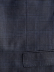 Mornarica - Signature Zignone Italijanski Fabric karirast; s karirastim vzorcem v standardnem kroju moška obleka jakna; suknjič - Slika 11 iz 12