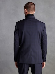 Mornarica - Signature Zignone Italijanski Fabric karirast; s karirastim vzorcem v standardnem kroju moška obleka jakna; suknjič - Slika 3 iz 12