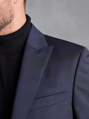 Mornarica - Signature Zignone Italijanski Fabric karirast; s karirastim vzorcem v standardnem kroju moška obleka jakna; suknjič - Slika 4 iz 12