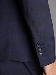Mornarica - Signature Zignone Italijanski Fabric karirast; s karirastim vzorcem v standardnem kroju moška obleka jakna; suknjič - Slika 5 iz 12