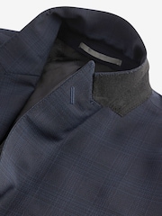 Mornarica - Signature Zignone Italijanski Fabric karirast; s karirastim vzorcem v standardnem kroju moška obleka jakna; suknjič - Slika 9 iz 12