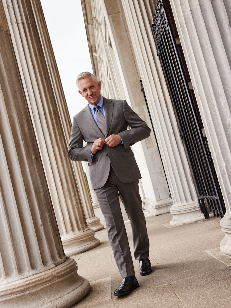 Taupe Tailored Fit Signature Barberis Italian Fabric Wool Flannel Suit Trousers - Image 2 of 9