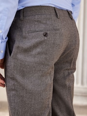 Taupe Tailored Fit Signature Barberis Italian Fabric Wool Flannel Suit Trousers - Image 5 of 9