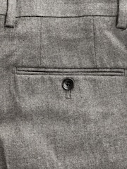 Taupe Tailored Fit Signature Barberis Italian Fabric Wool Flannel Suit Trousers - Image 8 of 9
