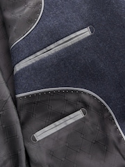 Blue Tailored Fit Signature Barberis Italian Fabric Wool Flannel Suit Jacket - Image 11 of 14