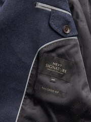 Blue Tailored Fit Signature Barberis Italian Fabric Wool Flannel Suit Jacket - Image 12 of 14