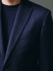 Blue Tailored Fit Signature Barberis Italian Fabric Wool Flannel Suit Jacket - Image 5 of 14