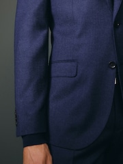 Blue Tailored Fit Signature Barberis Italian Fabric Wool Flannel Suit Jacket - Image 6 of 14