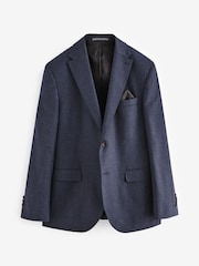 Blue Tailored Fit Signature Barberis Italian Fabric Wool Flannel Suit Jacket - Image 7 of 14