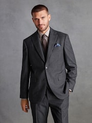 Charcoal Grey Regular Fit Signature TG Di Fabio Italian Fabric Check Suit Jacket - Image 1 of 11