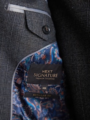 Charcoal Grey Regular Fit Signature TG Di Fabio Italian Fabric Check Suit Jacket - Image 11 of 11