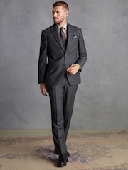 Charcoal Grey Regular Fit Signature TG Di Fabio Italian Fabric Check Suit Jacket - Image 2 of 11