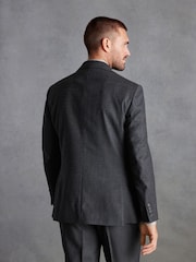 Charcoal Grey Regular Fit Signature TG Di Fabio Italian Fabric Check Suit Jacket - Image 3 of 11