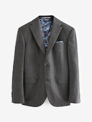 Charcoal Grey Regular Fit Signature TG Di Fabio Italian Fabric Check Suit Jacket - Image 6 of 11