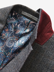 Charcoal Grey Regular Fit Signature TG Di Fabio Italian Fabric Check Suit Jacket - Image 7 of 11