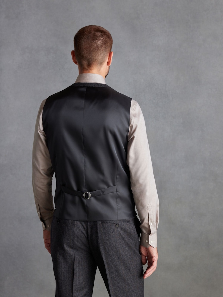 Charcoal Grey Regular Fit Signature TG Di Fabio Italian Fabric Check Waistcoat - Image 2 of 11